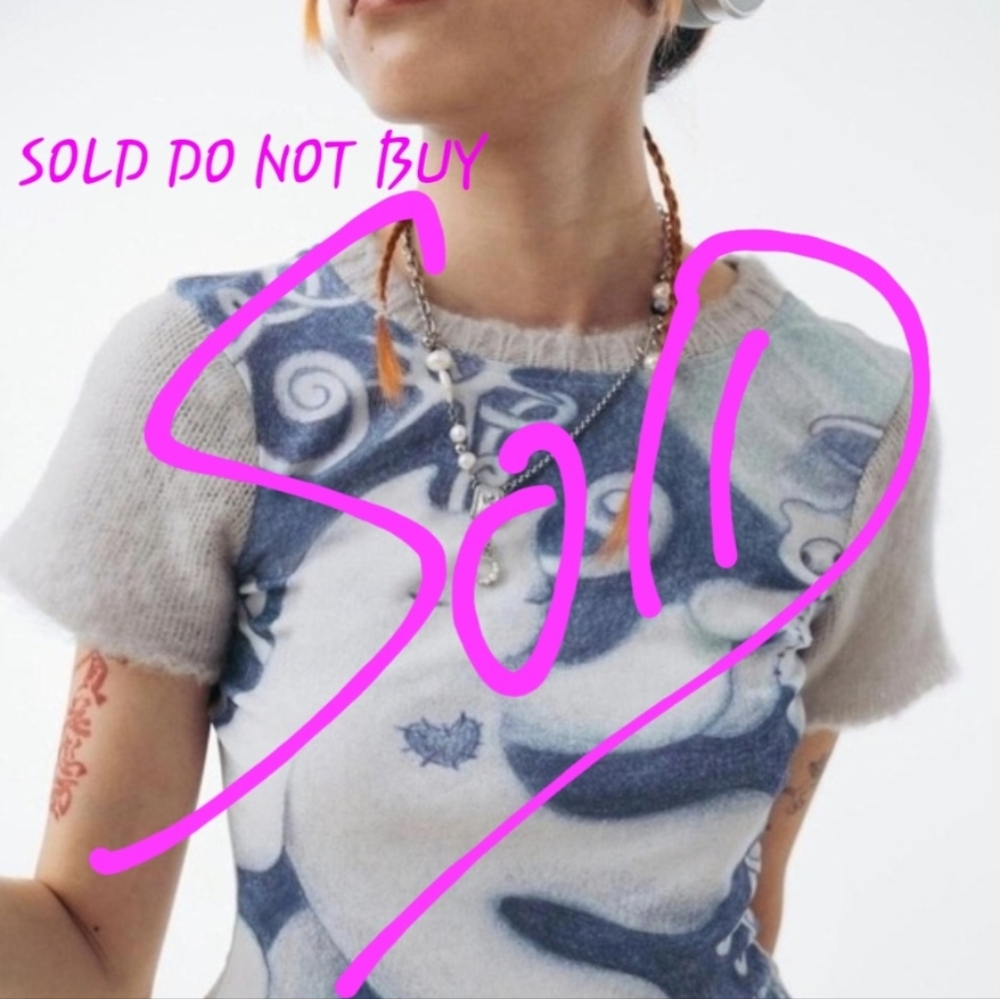 Sixth Dimension Snowflakes Mesh fuzzy short sleeve crop top size med y2kfashion